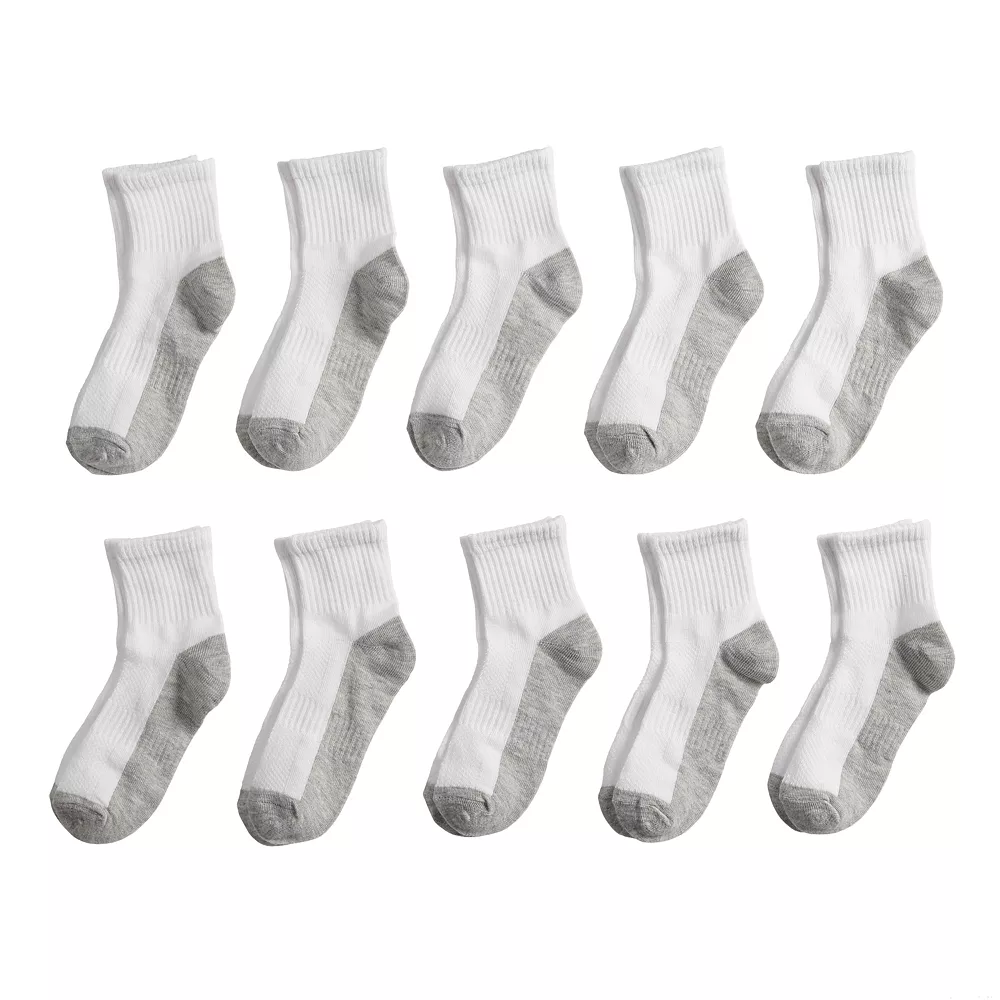 Boys' Tek Gear® 10-Pack Lightweight Quarter-Crew Performance Socks 3 Boys' Tek Gear® 10-Pack Lightweight Quarter-Crew Performance Socks