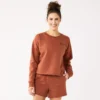 Women's Tek Gear® Ultrasoft Fleece Easy Crop Sweatshirt -Tek Gear Fashion 5543908 Cinnamon Coffee