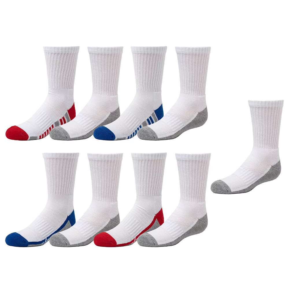 Boys Tek Gear® Cushioned 8-pack + 1 Bonus Pair Performance Crew Socks 4 Boys Tek Gear® Cushioned 8-pack + 1 Bonus Pair Performance Crew Socks - Image 2